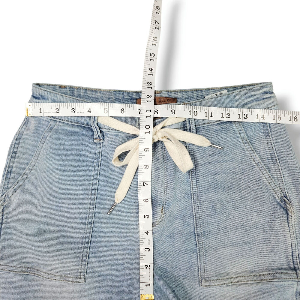 Judy Blue Jogger Jeans Drawstring Waist Utility Patch Pockets Light‎ Wash 9/29 - Picture 9 of 11